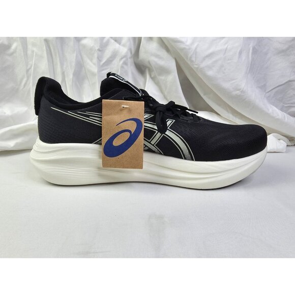 Asics Size 16 Extra Wide 4E Mens Gel Nimbus 27 Black Lake Gray Lace Sneakers NEW - Picture 6 of 16